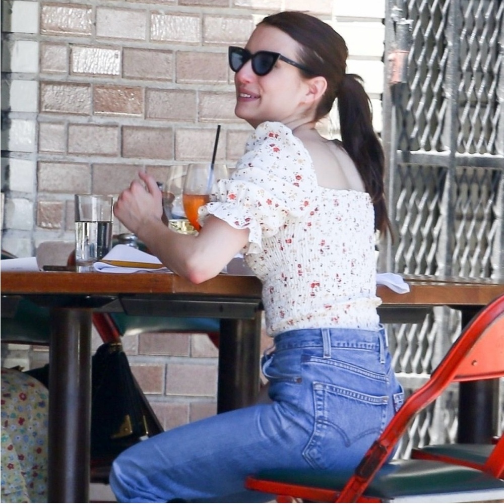 Reformation ‘Clementine’ Floral Print Smocked Puff Sleeve Linen Top - Picture 3 of 7